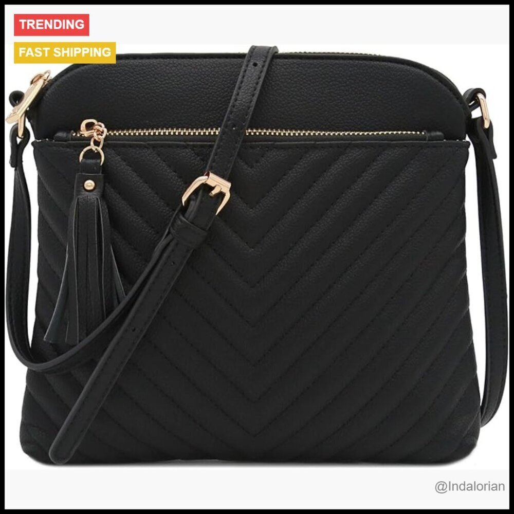 Quilted Crossbody Bag Faux Leather Adjustable Strap Chic Casual Everyday